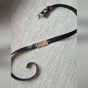 Nwt Black Leather Belt with Gold Accent